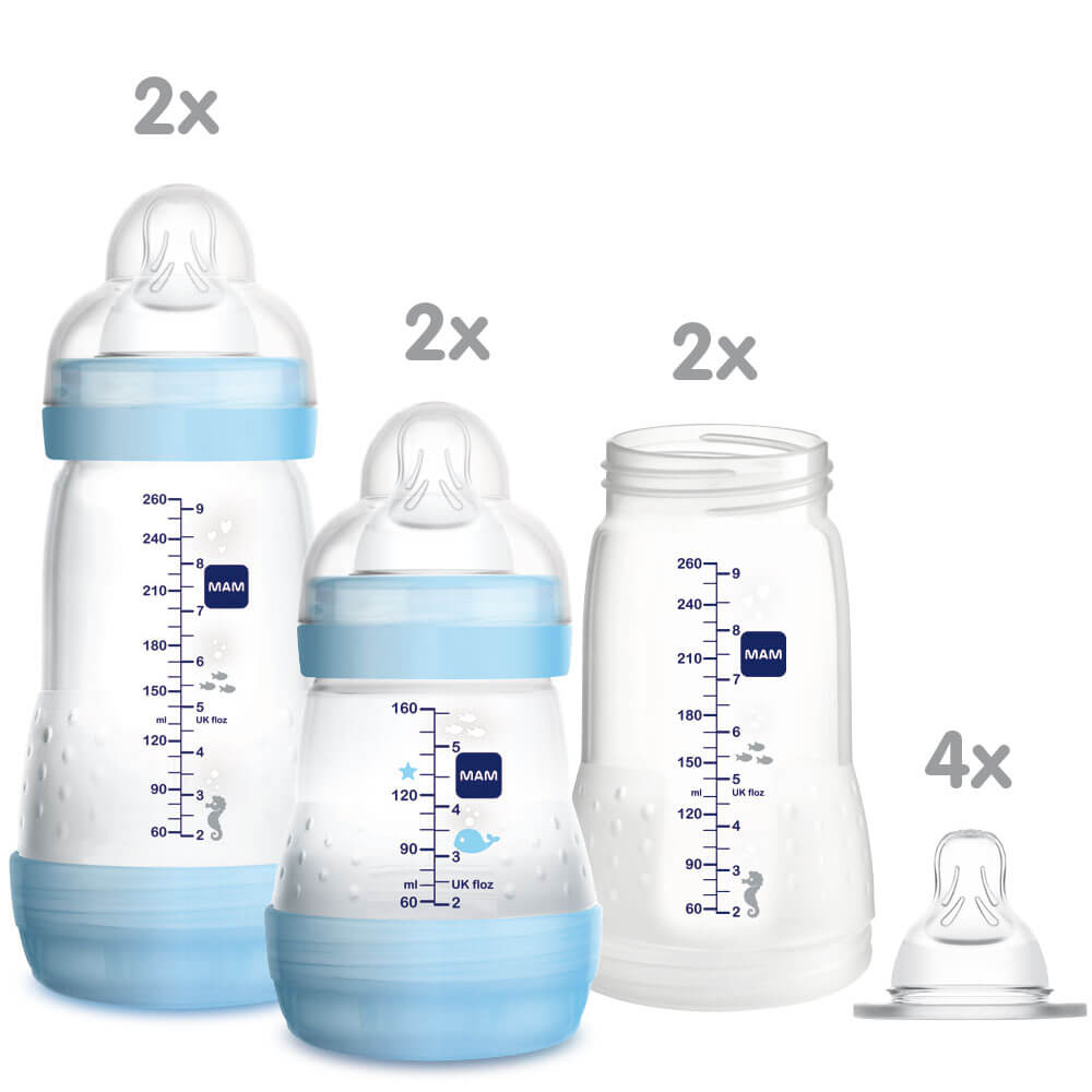 Set regalo per bambini dalla nascita ecc confezione e istruzioni in lingua straniera MAM Easy Start Set di biberon anti-coliche con biberon grigio