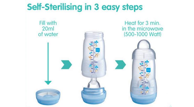 MAM sterilisering av anti-colic flaska