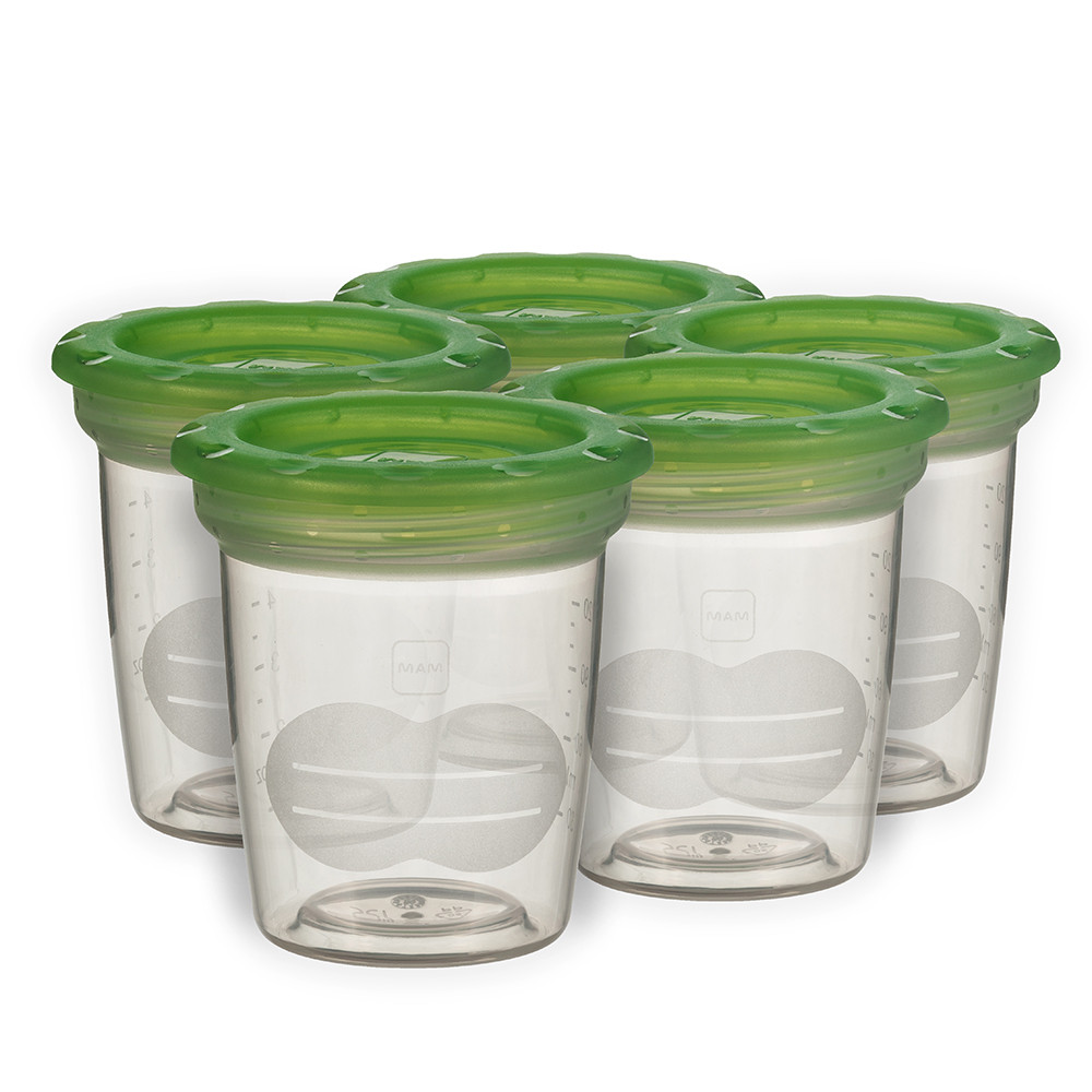 Potes para Armazenamento de Leite MAM - 120ml - 5 unidades Potes para Armazenamento de Leite MAM - 120ml - 5 unidades